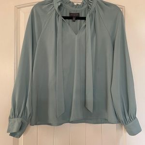The Limited sage green ruffle neck blouse PXS